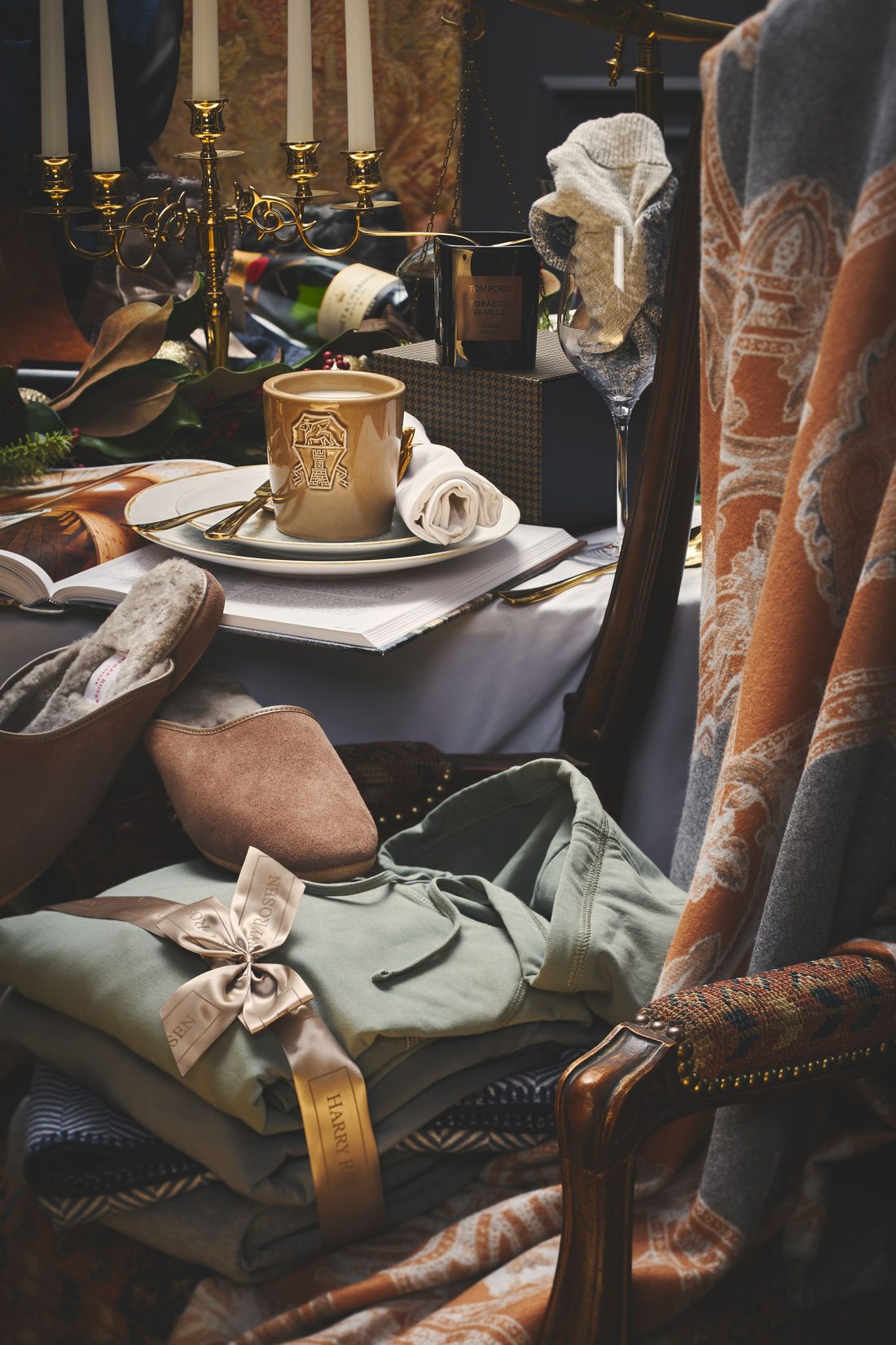 Laid-back Homebody holiday gifting flat lay