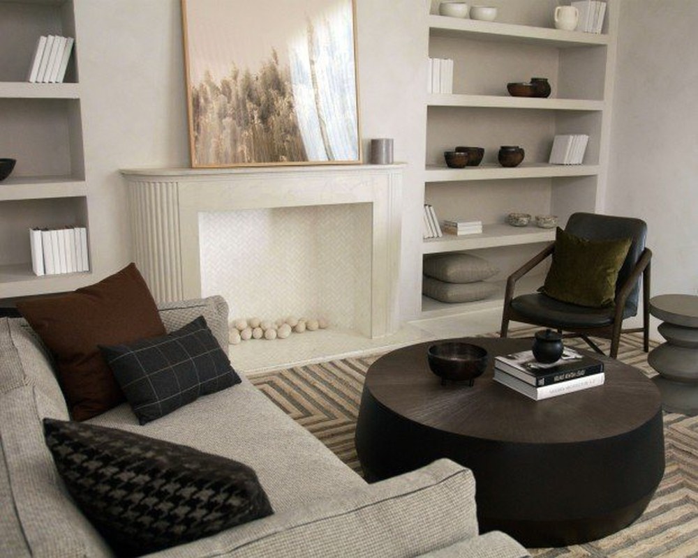 Living room styled for the Brian McCourt home edit partnership campaign