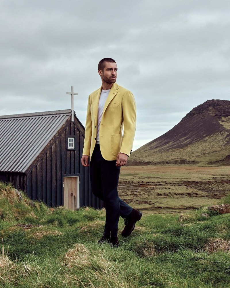 Kiton outerwear photographed on location in Iceland for Fall 2023