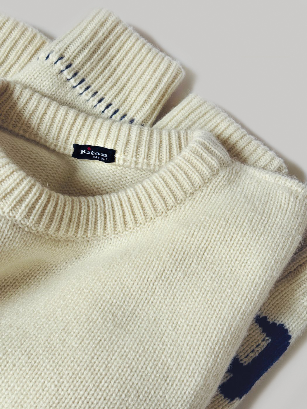 Kiton knitwear product photography styled and retouched for eCommerce